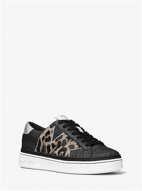 Chapman Logo and Leopard Print Calf Hair Sneaker 